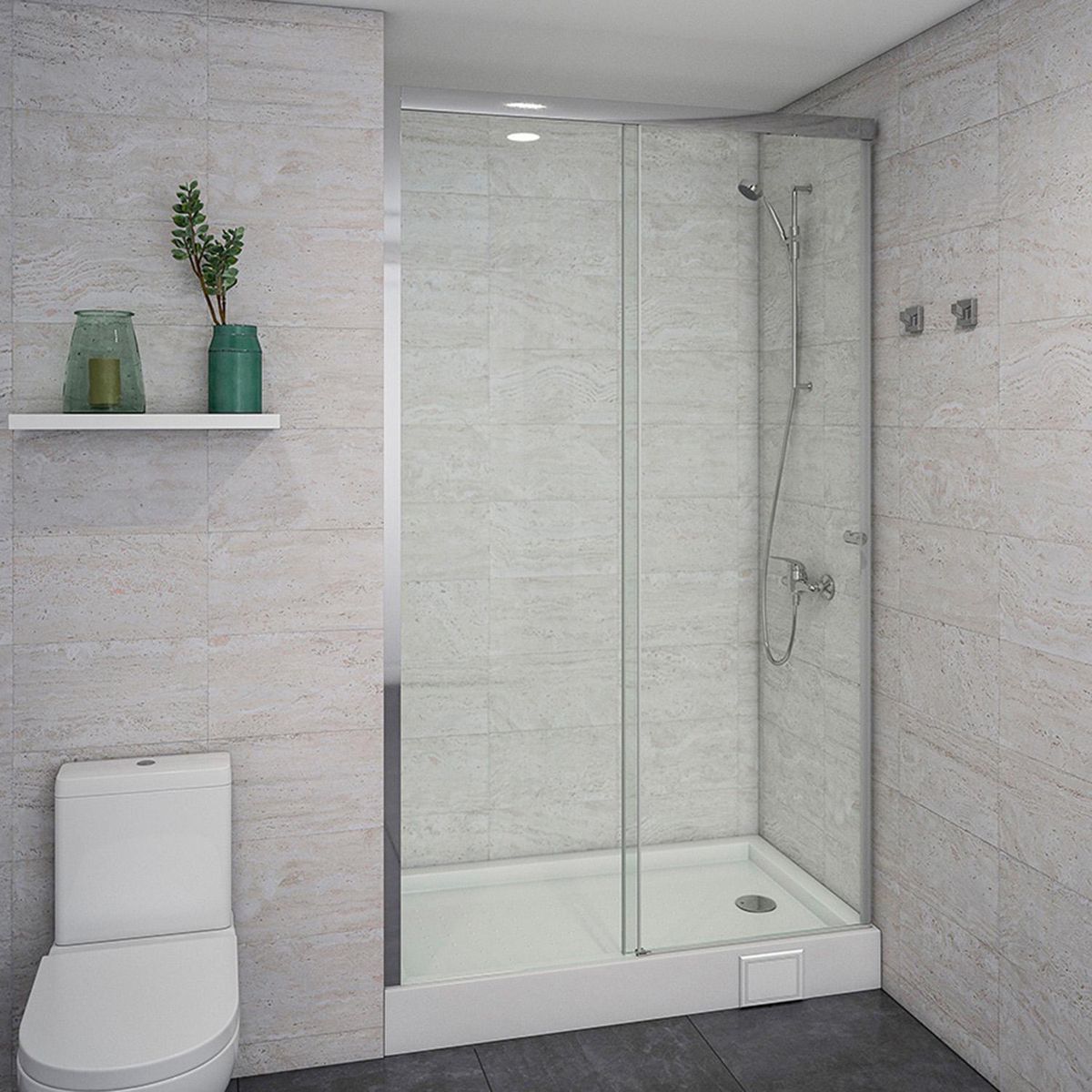 STRETTO - Mampara corredera de Receptáculo Corredera 120x185 cm Vidrio Templado 6 mm