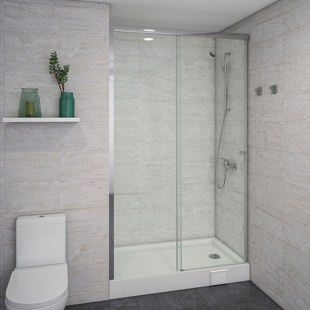STRETTO - Mampara corredera de Receptáculo Corredera 140x185 cm Vidrio Templado 6 mm