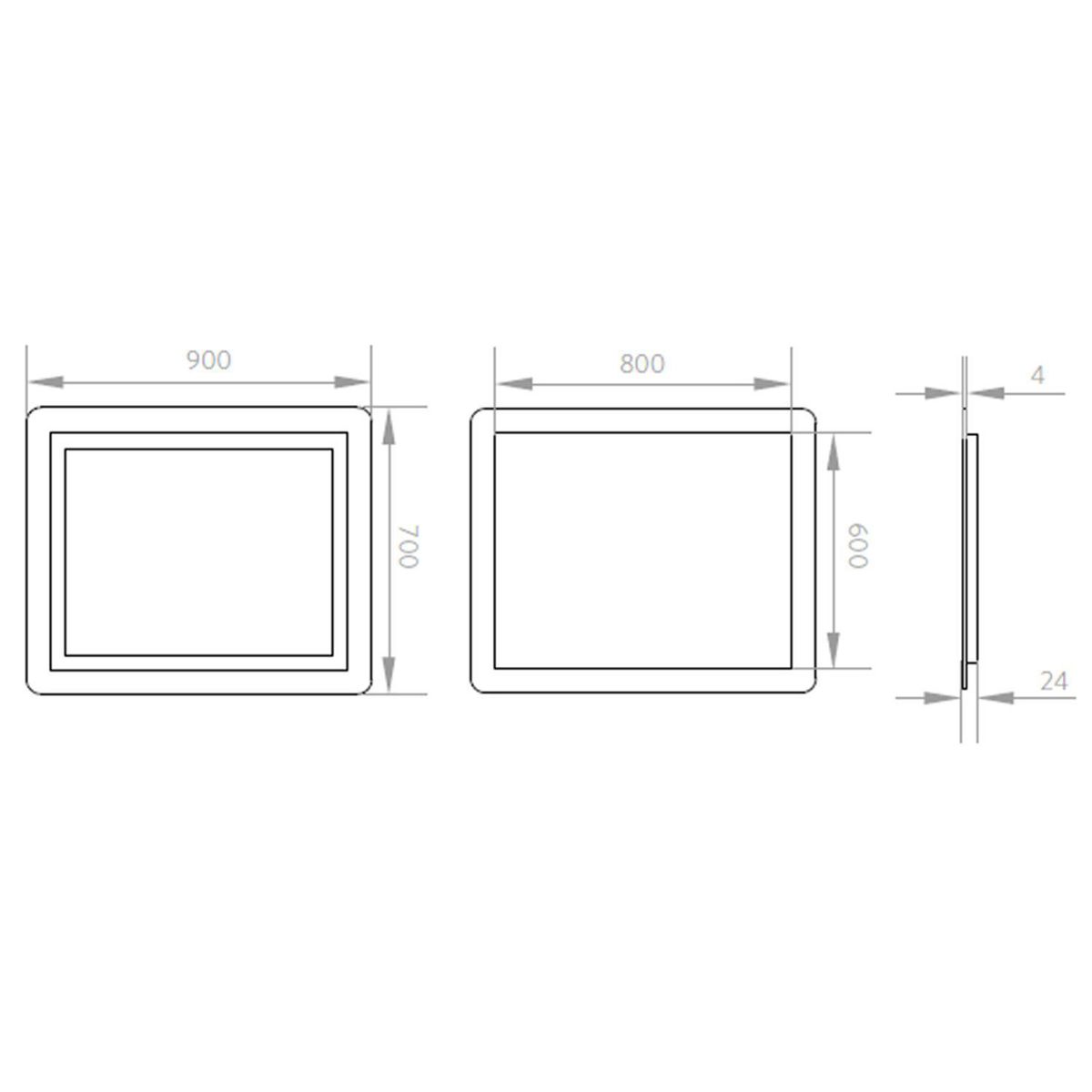 STRETTO - Espejo Horizontal Baño Forma Rectangular 70x90 cm Rodas