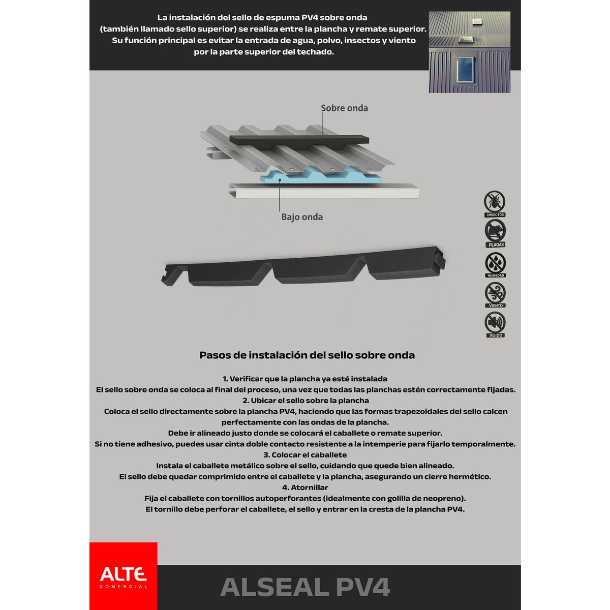 Sello Pv4 sobre onda Techumbres, marca ALTE - Foto 2