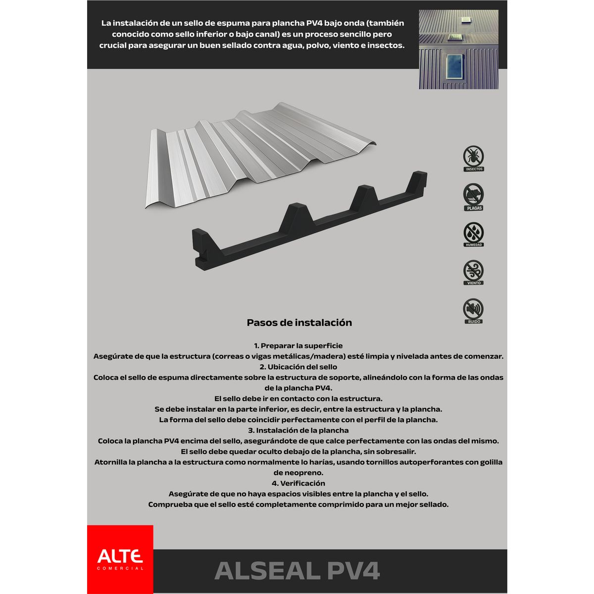 Sello Pv4 bajo onda Techumbres, marca ALTE - Foto 2