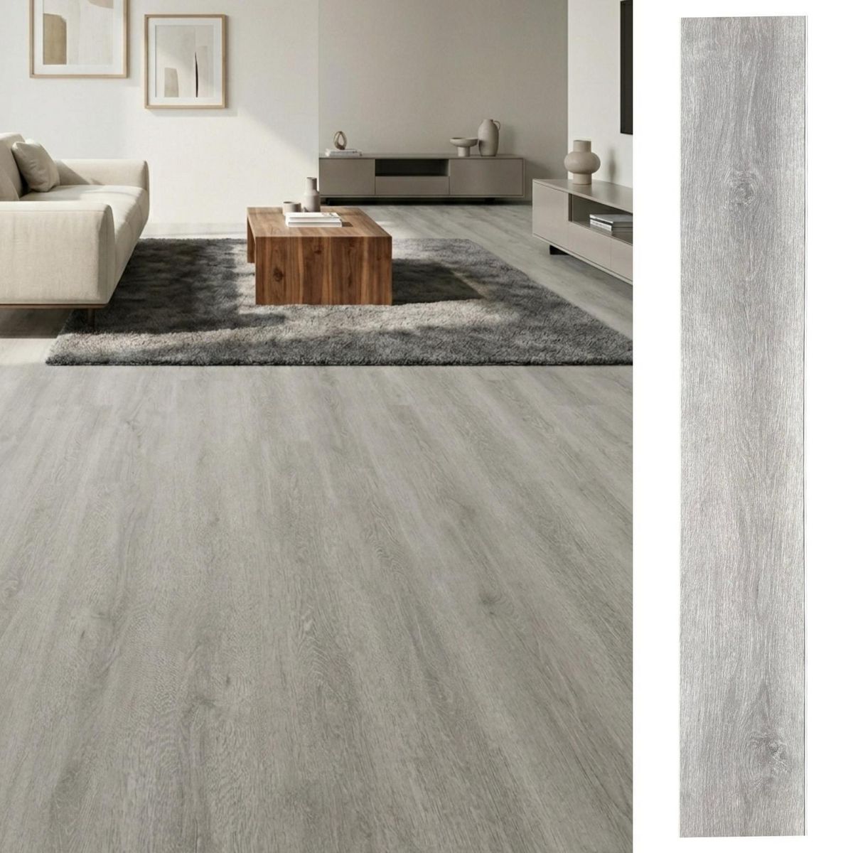 NEOX CERAMICA - Piso Vinilico 5.3 mm 18x122 cm SPC wood silver Gris 2.23 m2