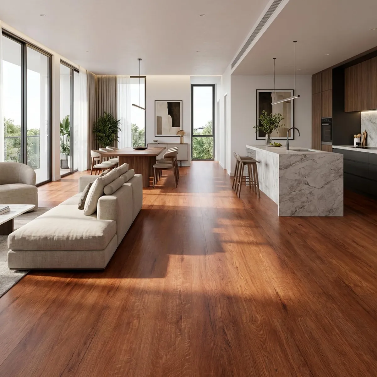 NEOX CERAMICA - Piso Vinilico 5.3 mm 18x122 cm SPC wood roble Marrón Oscuro 2.23 m2