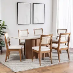 DECOCASA - Juego de Comedor Kalina 6 Sillas Mesa Rectangular 184x109x76cm Beige