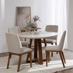 DECOCASA - Juego de Comedor Bennet 4 Sillas Mesa Rectangular 115x89x78,4cm Beige