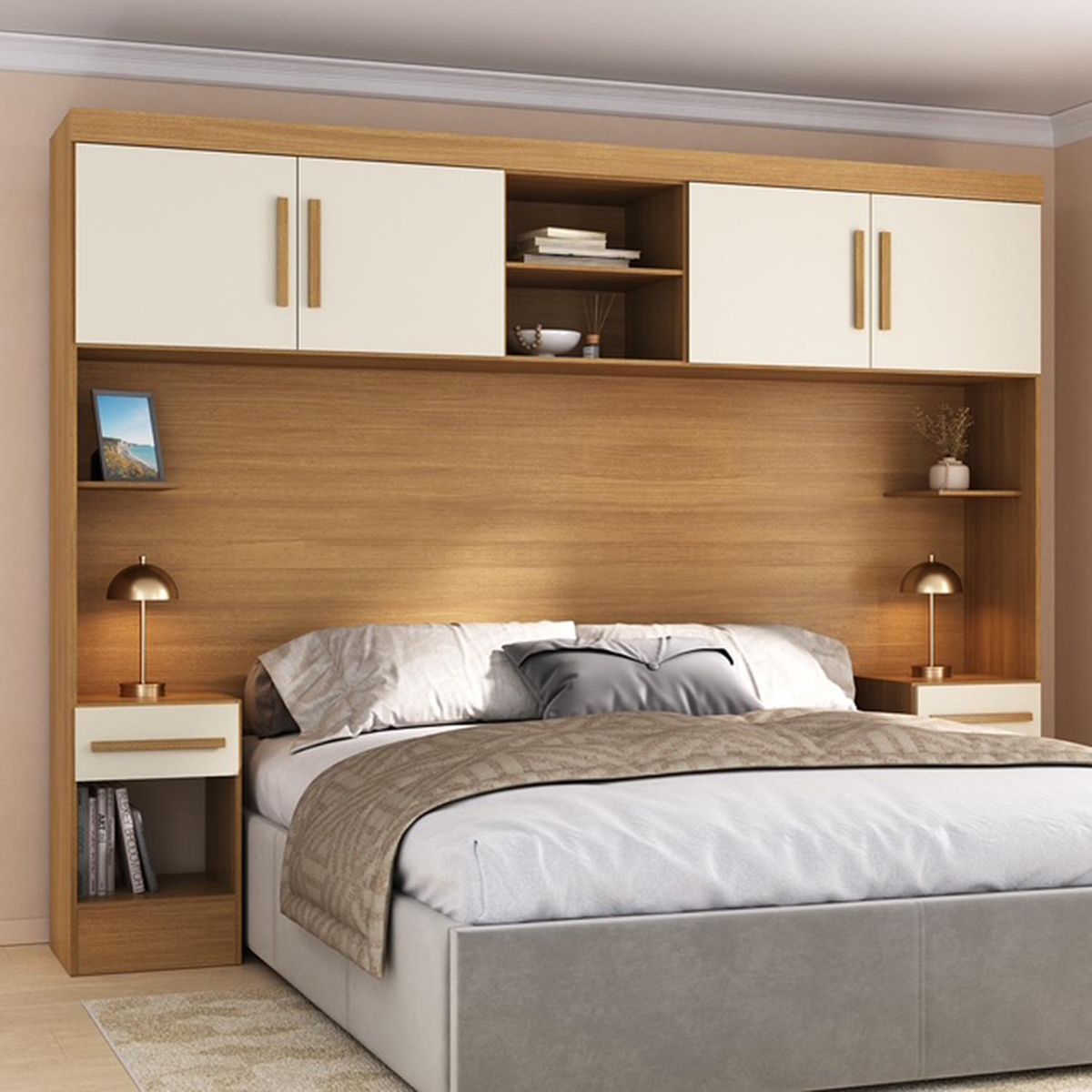 MOBILFRANK - Set respaldo repisa 2 plazas AE4215CO Beige