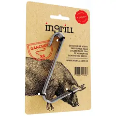INGRILL - Set de 6 ganchos de ahumador para colgar alimentos