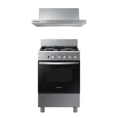 SAMSUNG - Kit Campana Telescópica 60 cm + Cocina a Gas 4Q Negra
