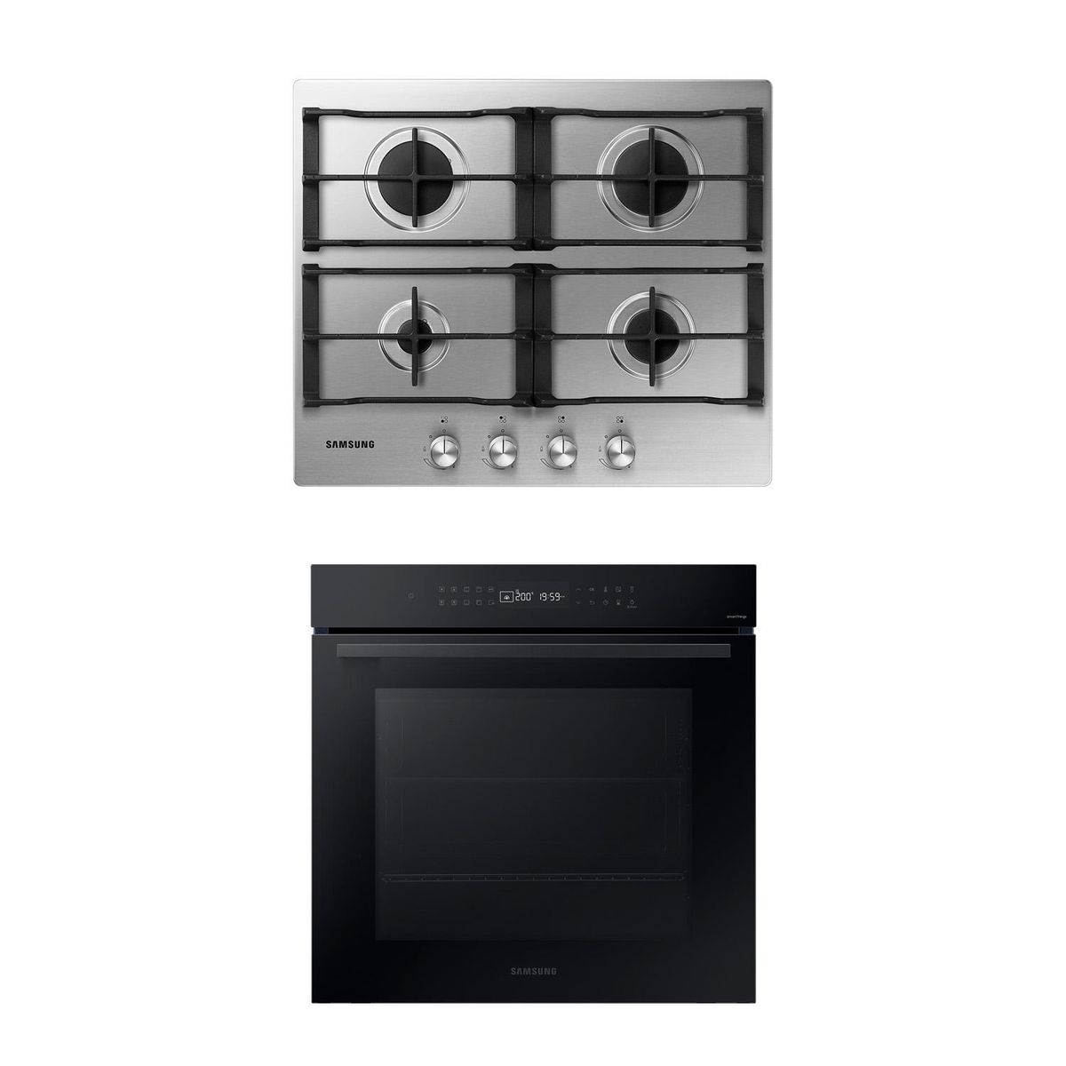 Kit Encimera a Gas 4Q Gris + Horno Eléctrico 76 L Wi-Fi Negro, marca SAMSUNG - Foto Principal