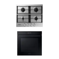 SAMSUNG - Kit Encimera a Gas 4Q Gris + Horno Eléctrico 76 L Wi-Fi Negro