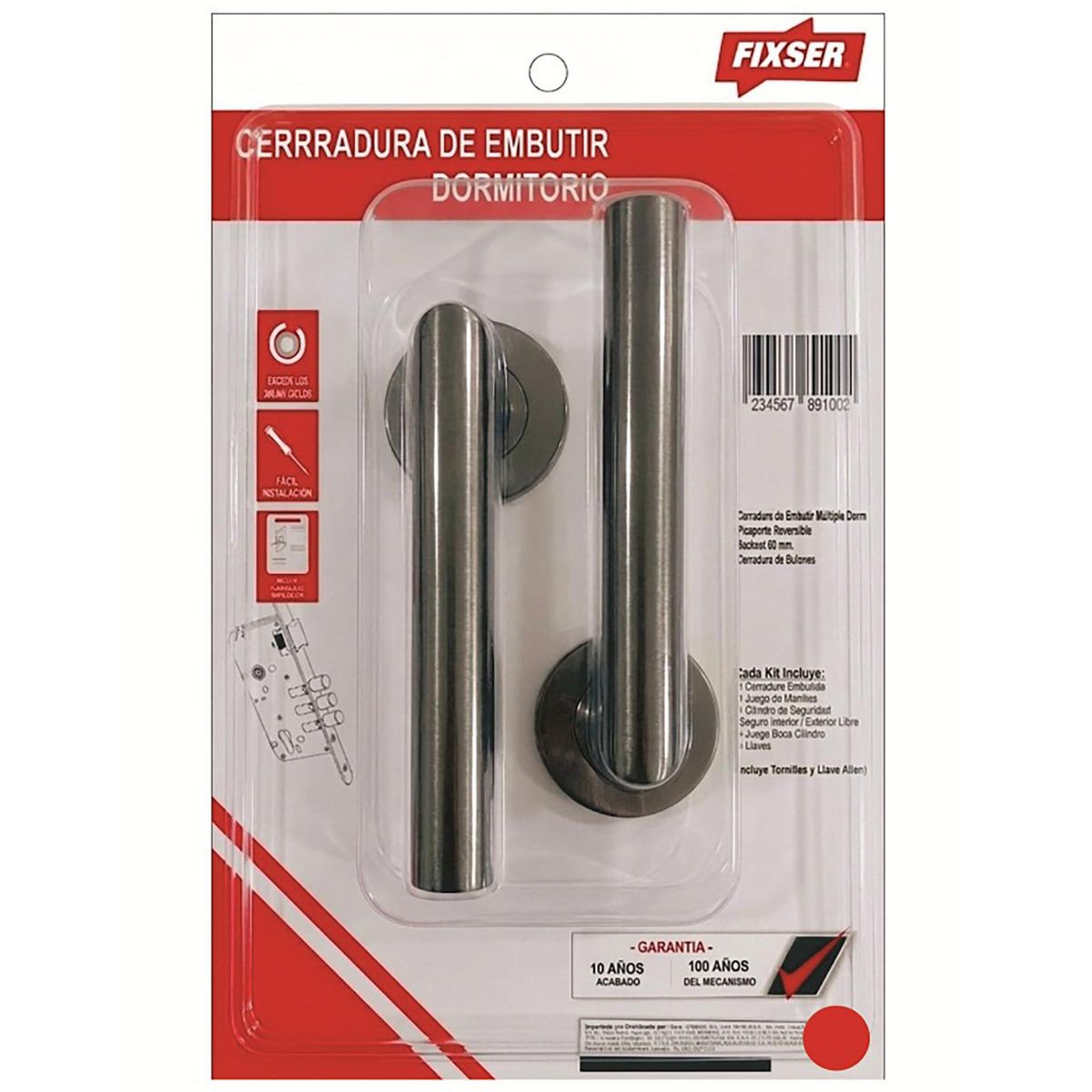FIXSER - Manilla Cerradura de dormitorio Manilla Embutida Envejecido Gun Metal