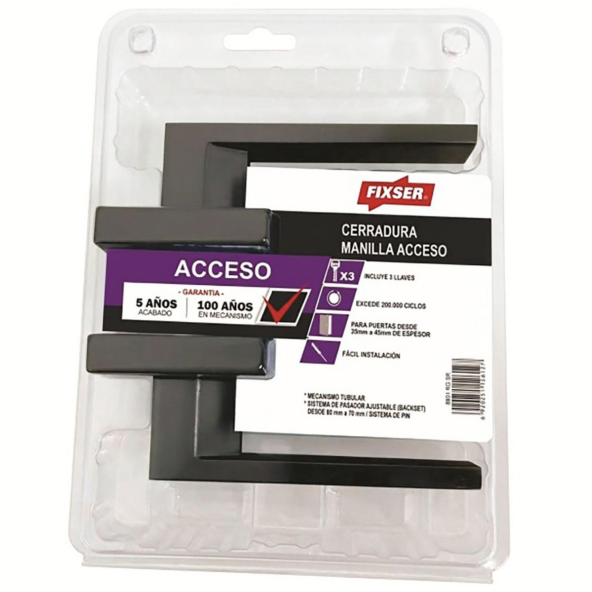 FIXSER - Manilla Cerradura de acceso Manilla Envejecido Gun Metal