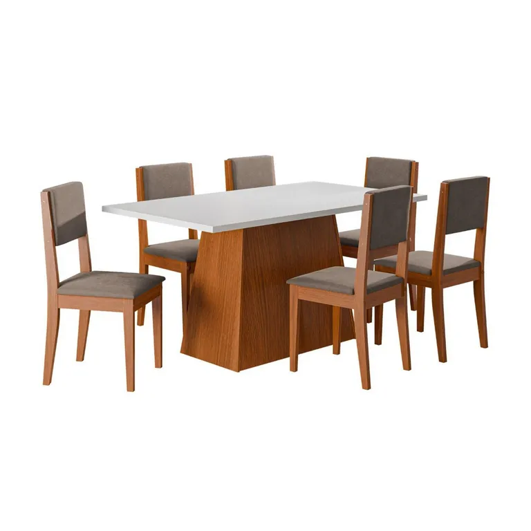 EXIT Juego de Comedor Trento + Sillas Trento 6 Sillas Mesa Rectangular 80 x 160 x 80 cm Blanco