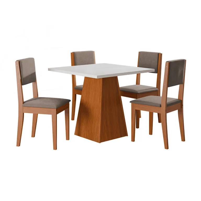 EXIT Juego de Comedor Trento + Sillas Trento 4 Sillas Mesa Cuadrada 80 x 90 x 80 cm Blanco