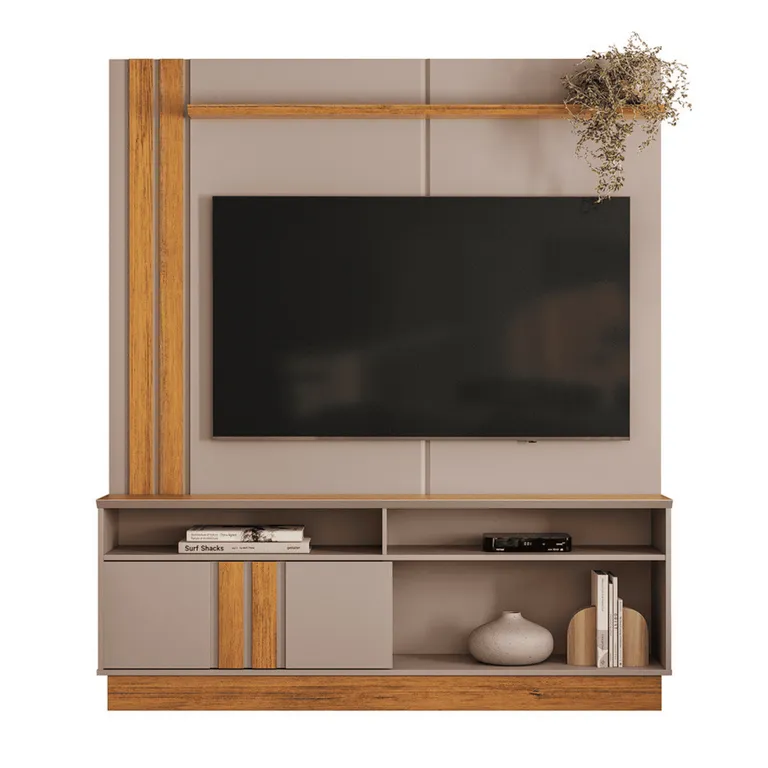 EXIT Estante TV 60 " FORTALEZA G/N Gris Claro Nogal 165x185x36