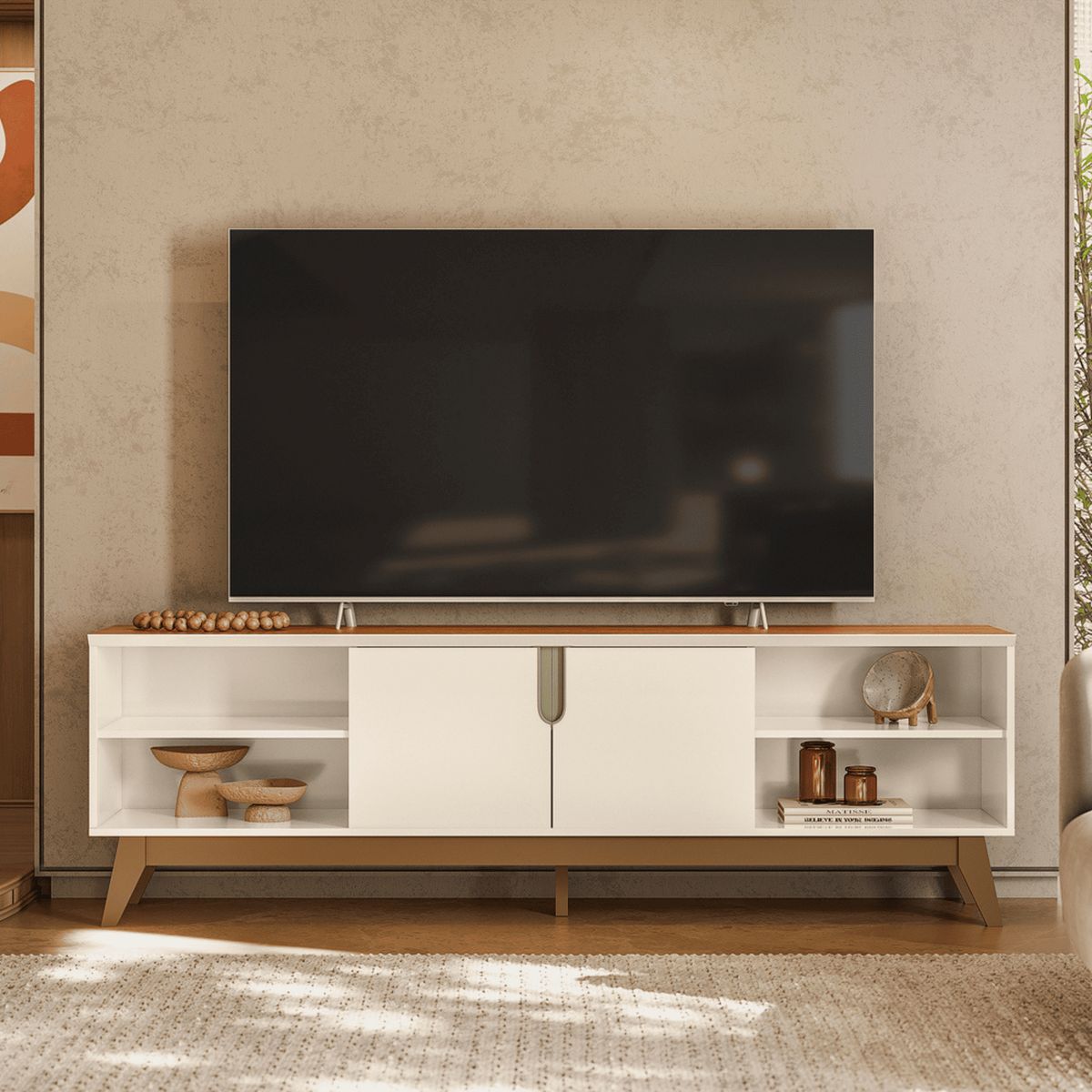 EXIT - Rack TV 75 " CAMPINAS B/N Beige Nogal 183x58.5x37.5