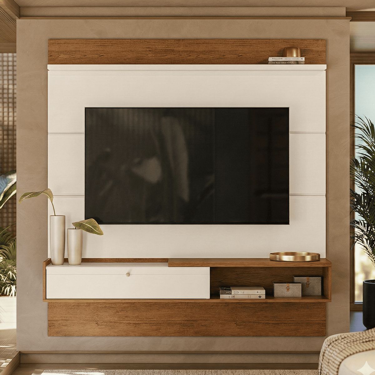 EXIT - Panel Tv 65 " TRIUNFO B/N Beige Nogal 160x171x31.7