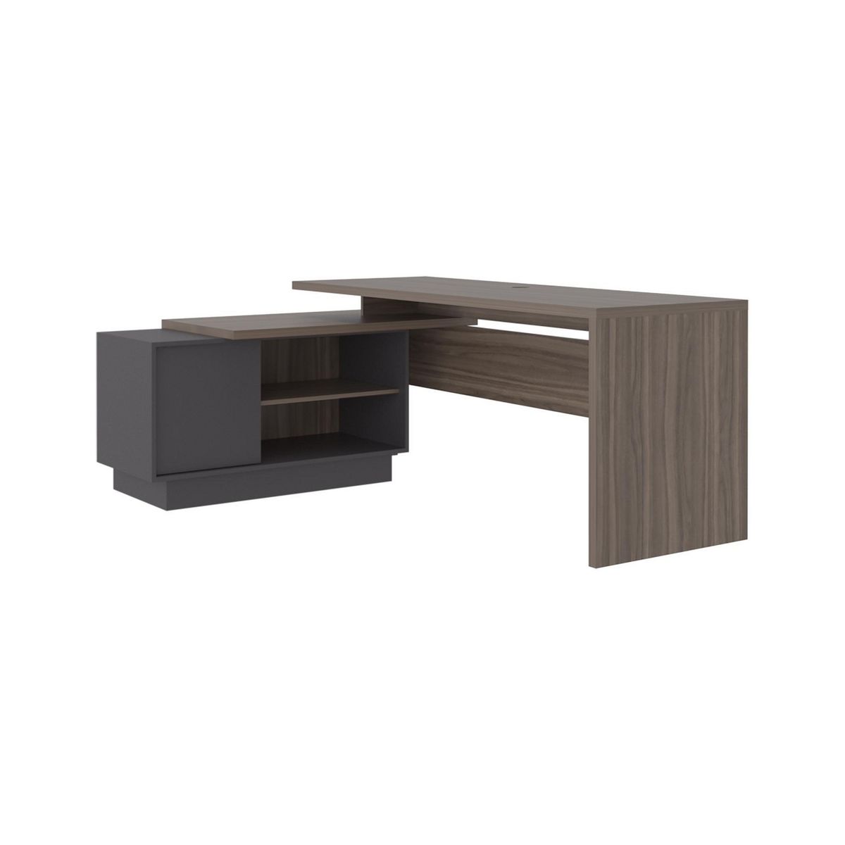 TUHOME - Escritorio OFFICE AVELLANA Y PLOMO 179x71.2x125.7