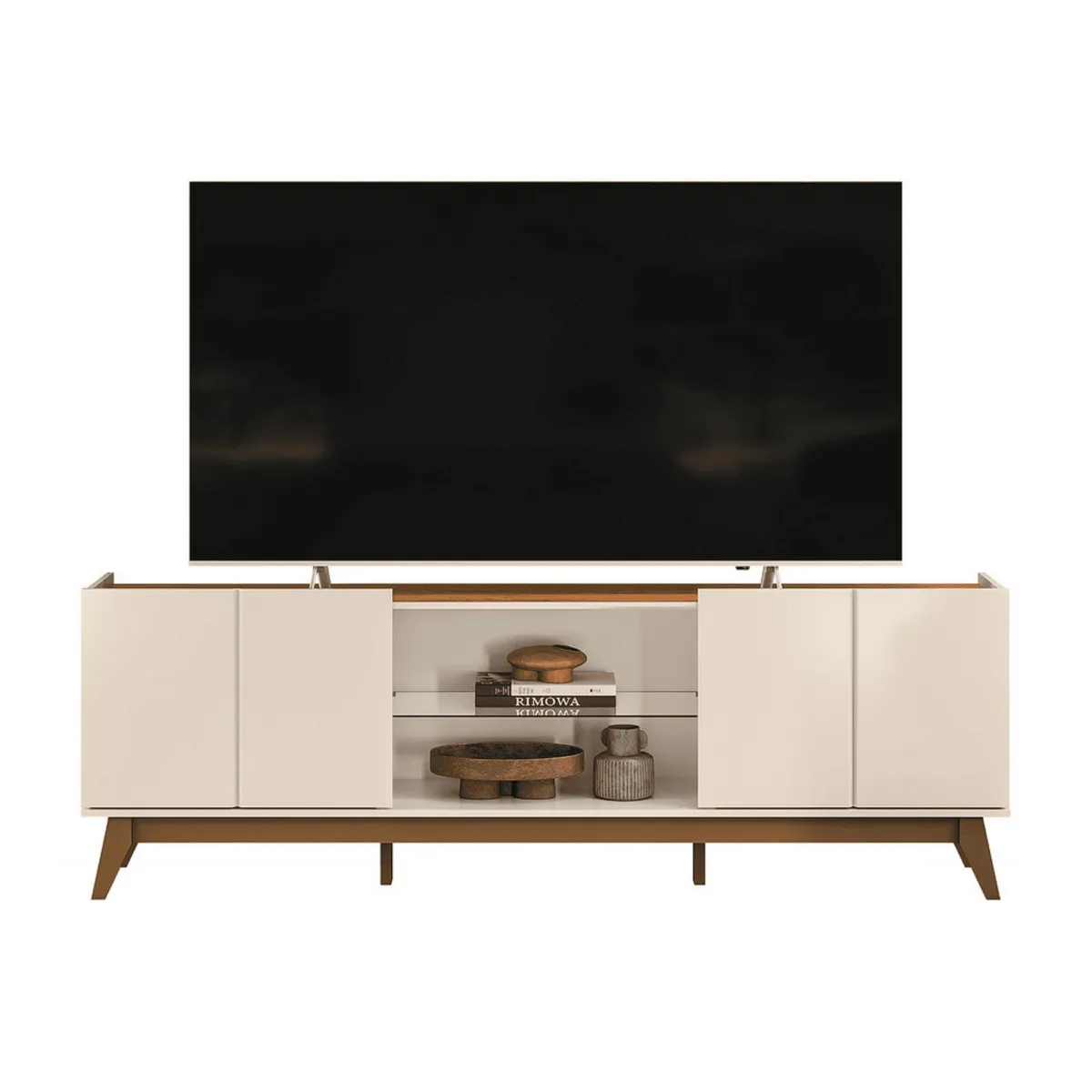 EXIT - Rack TV 75 " GUARUJA B/N Beige Nogal 200x67x35.5