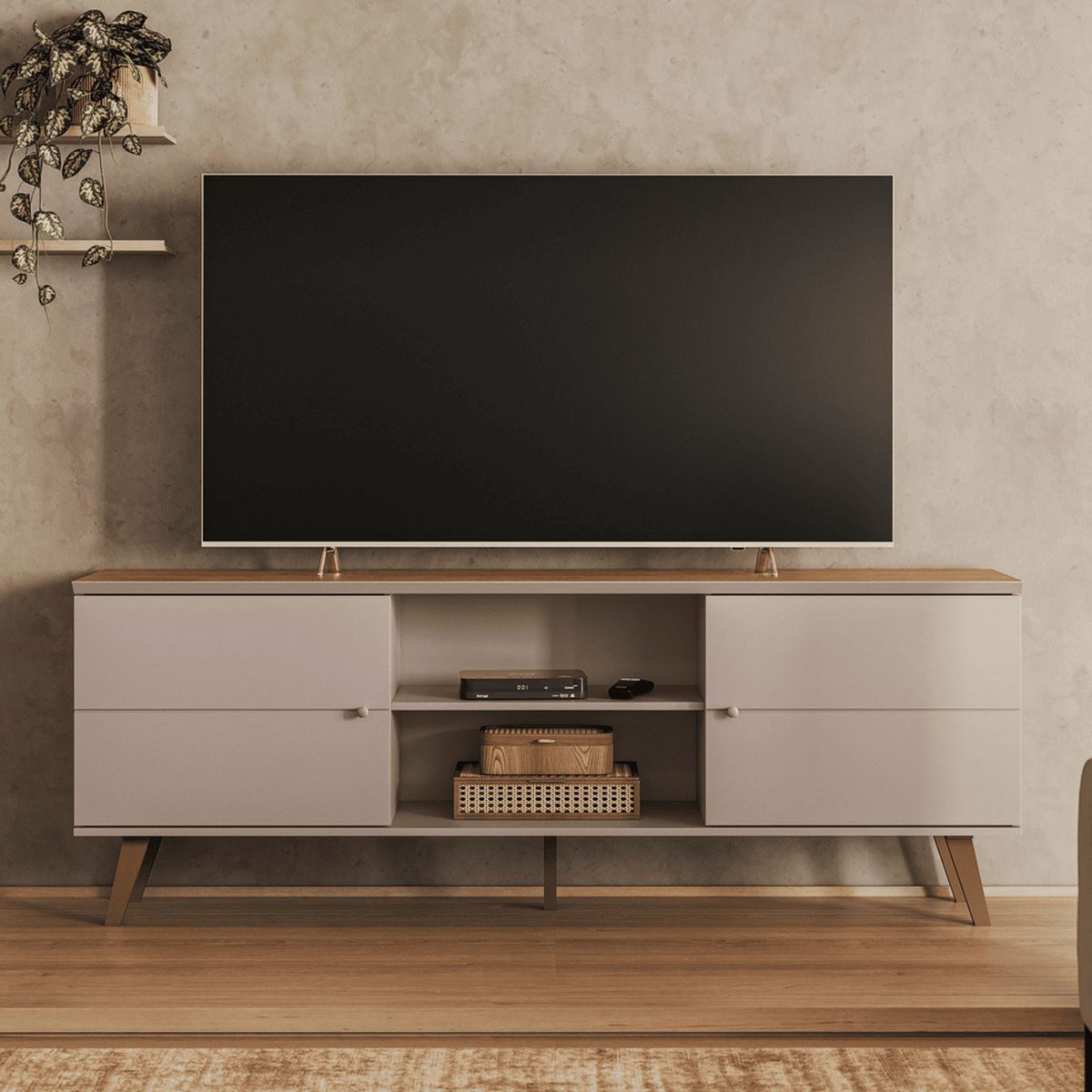EXIT - Rack TV 75 " ARACAJU G/N Gris Claro Nogal 180x64x38