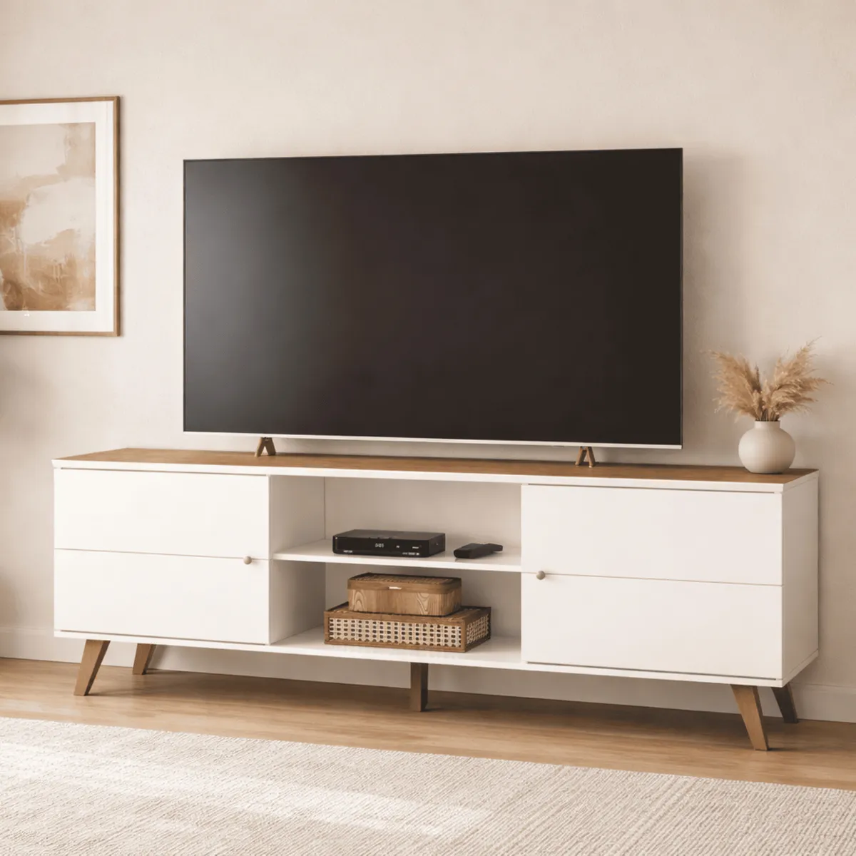 EXIT - Rack TV 75 " ARACAJU B/N Beige Nogal 180x64x38
