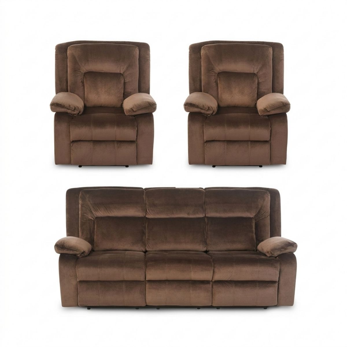 CIC - Juego de Living Reclinable 5 cuerpos Amberes 215x99x103 cm Café