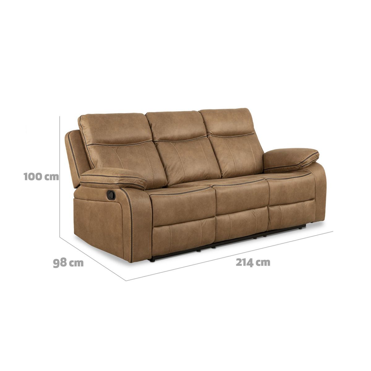 CIC - Sofá Reclinable 3 cuerpos Sevilla 214x100x98 cm Café