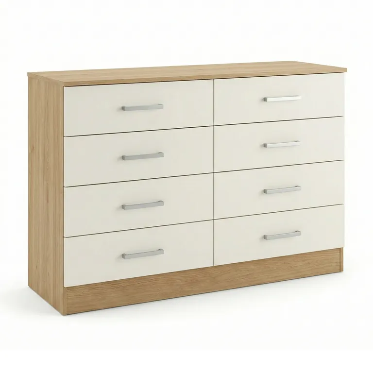 Cómoda 8 Cajón(es) Roble 117x76x40 cm Beige