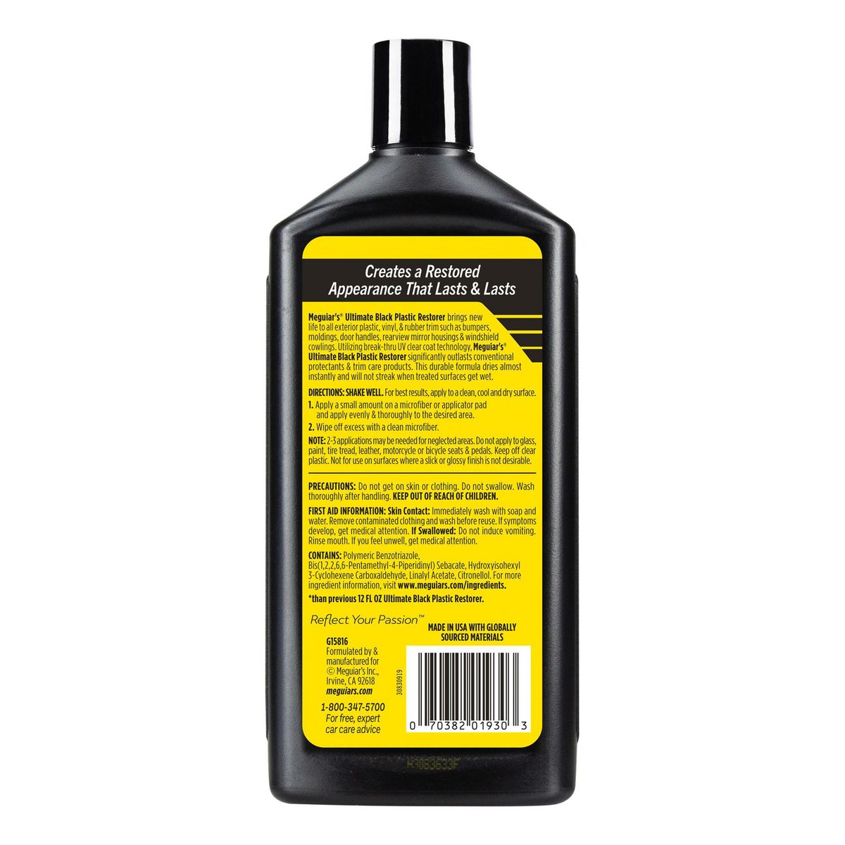 MEGUIARS - Restaurador de Plásticos Ultimate Black 473 ml