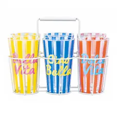 JUST HOME COLLECTION - Set 6 vasos de Vidrio 600 ml Multicolor