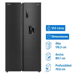 MIDEA - Refrigerador Side by Side No Frost 553 Litros Negro MDRS710FGEDXW