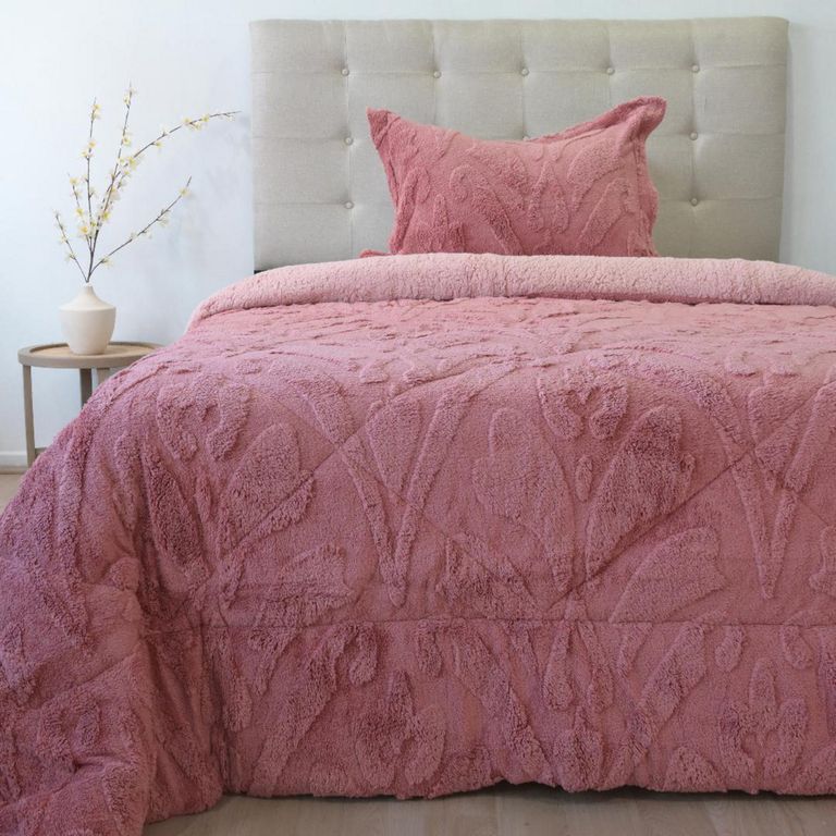 Cubrecama 1.5 plazas Jacquard Rosado