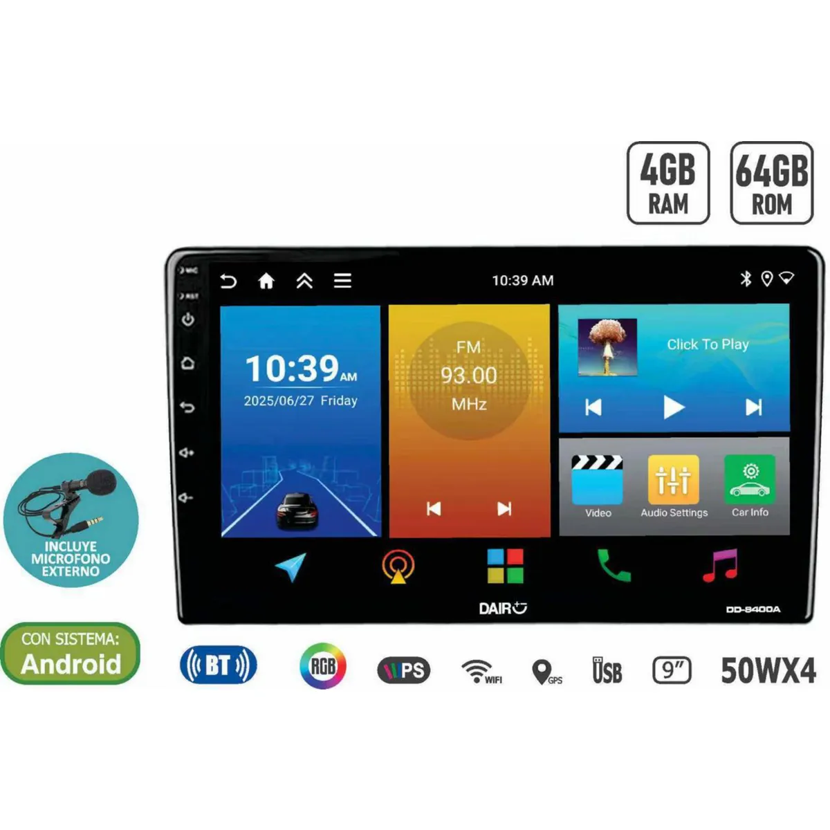 DAIRU - Radio para Automóvil Android 4+64 gb