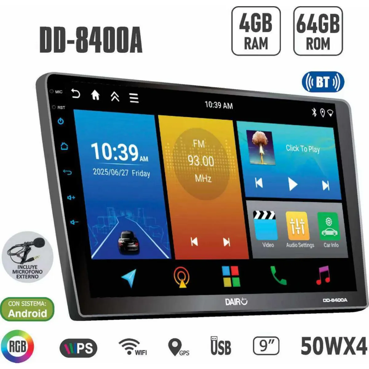DAIRU - Radio para Automóvil Android 4+64 gb