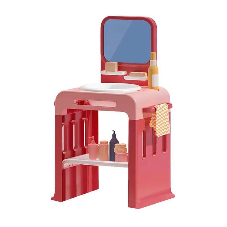 Lavabo Infantil Montessori Estación de Aseo y Autonomía Rosado