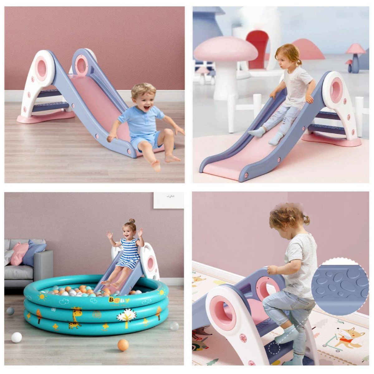 KIDSCOOL - Resbalín Infantil Plegable Kidscool Rosado Interior o Exterior 40x56x120 cm Rosado