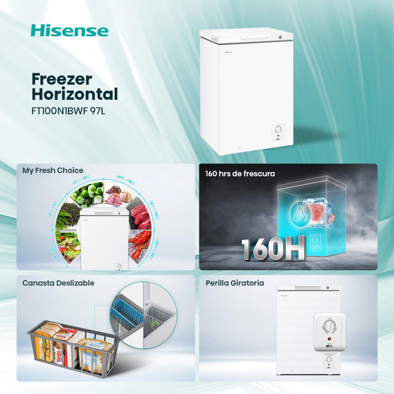 HISENSE Freezer Horizontal 97 Litros FT100N1BWF | Falabella Chile