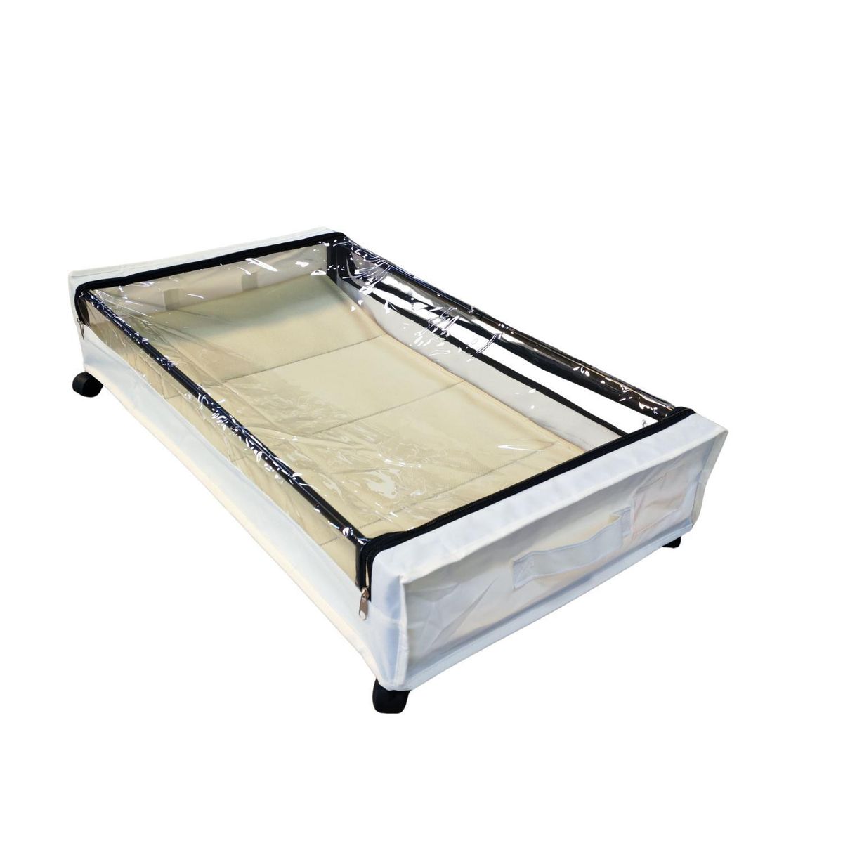 SOHOGAR - Organizador Bajo Cama con Ruedas 79x17x43.5 cm Beige