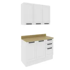 HOME MOBILI - Combo mueble de cocina 2 puertas 3 cajones 120+aereo pared 3 puertas blco