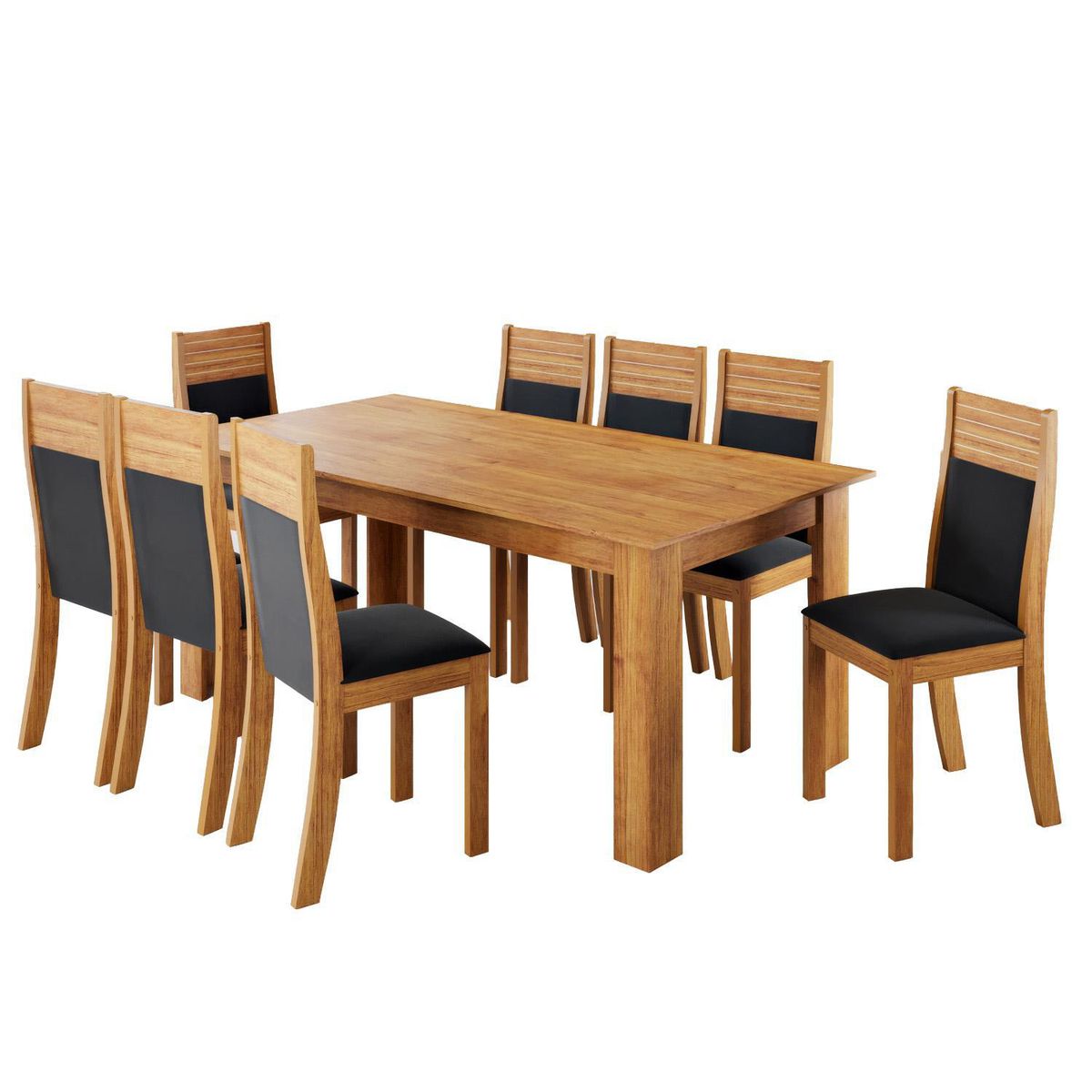 DI PORETTI - Juego de Comedor Anitere 8 Sillas Mesa Rectangular 180x75x76 cm Café