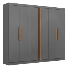 DI PORETTI - Clóset 6 Puerta(s) 4 Cajón(es) 9 Repisa(s) 265x225x52 cm Gris