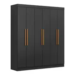 DI PORETTI - Clóset 6 Puerta(s) 2 Cajón(es) 5 Repisa(s) 178x200x47 cm Negro