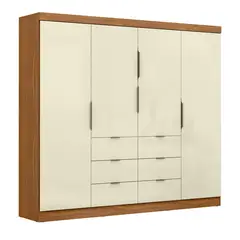 DI PORETTI - Clóset 4 Puerta(s) 6 Cajón(es) 8 Repisa(s) 218x195x47 cm Café