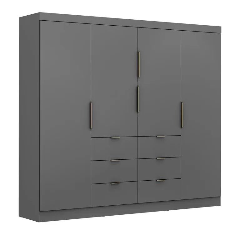 Clóset 4 Puerta(s) 6 Cajón(es) 8 Repisa(s) 218x195x47 cm Gris
