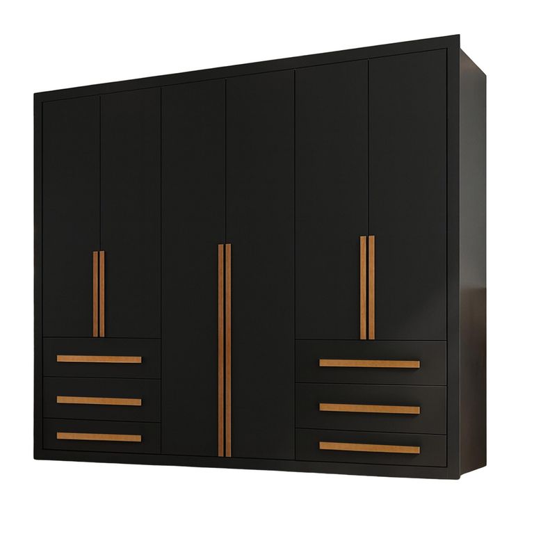 Clóset 6 Puerta(s) 6 Cajón(es) 10 Repisa(s) 245x223x47 cm Negro