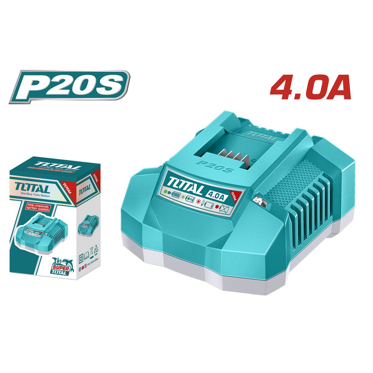TOTAL - Cargador inteligente 20v 4A