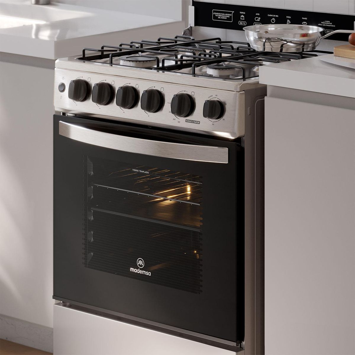 MADEMSA - Cocina a Gas 4 Platos Inox FM4PSC