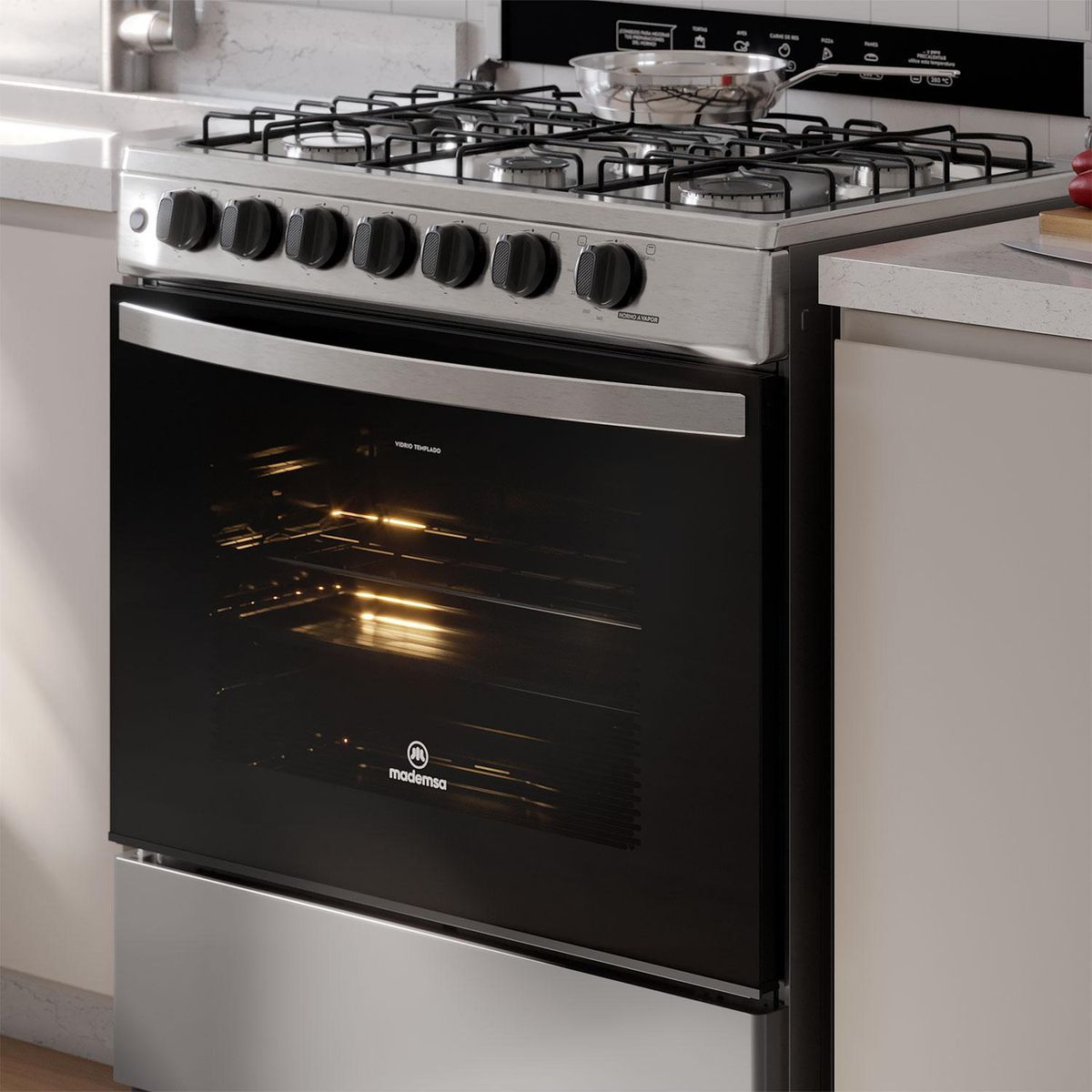 Cocina a Gas 6 Platos Inox FM6LSC, marca MADEMSA - Foto 2