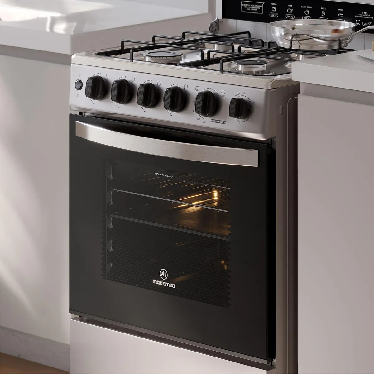 Cocina a Gas 4 Platos Inox FM4TSC, marca MADEMSA - Foto 2