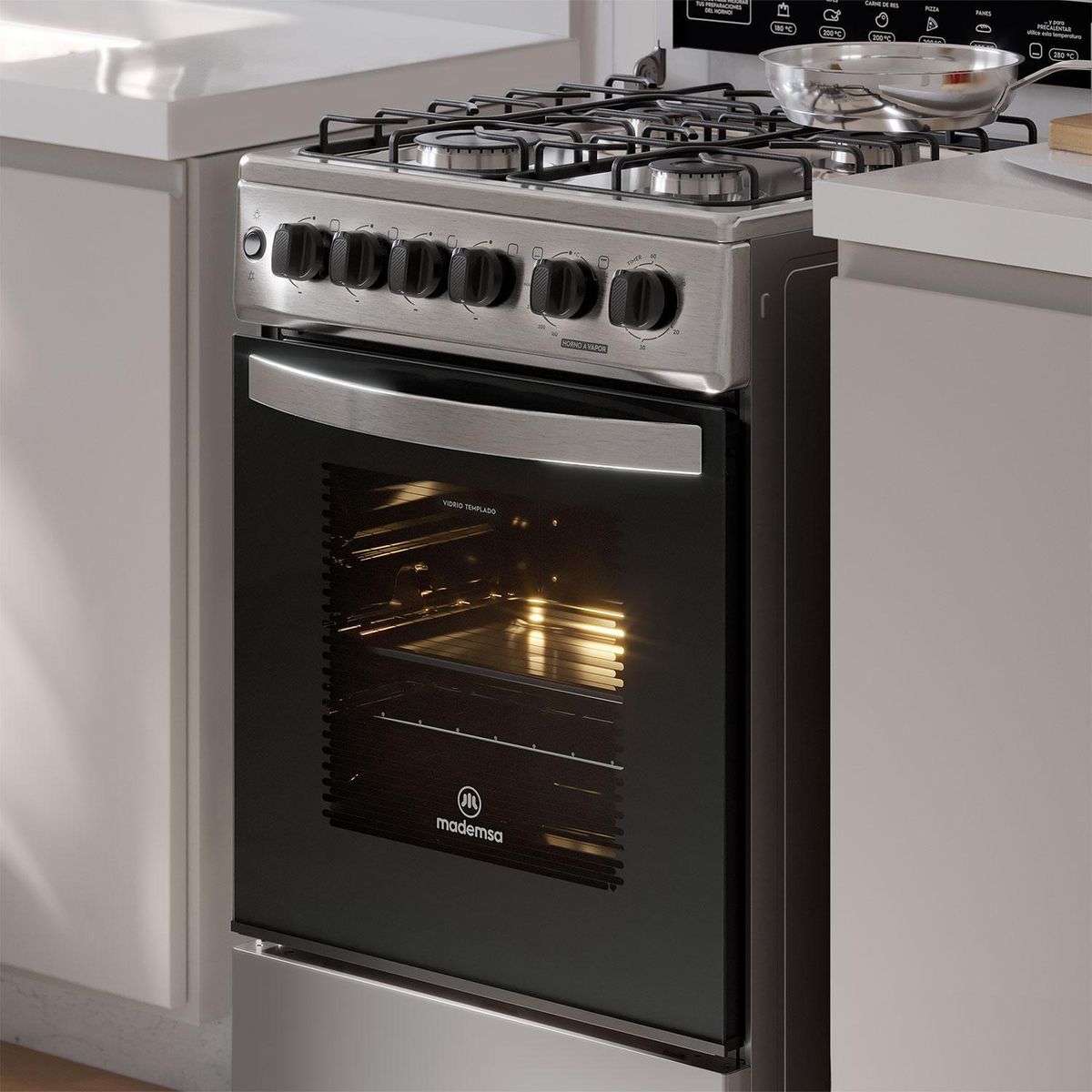 MADEMSA - Cocina a Gas 4 Platos Inox FM4FSC